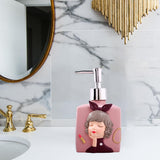 Maxbell Stylish Manual Soap Dispenser Lotion Shampoo Refillable Pump Bottle Pink 330ml