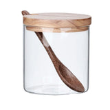 Maxbell Condiment Bottle Spice Box with Spoon Organizer Seasoning Jar for Sugar Salt Wooden Lid B