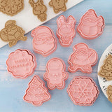 Maxbell 8Pcs Christmas Cookie Mold DIY Not Sticky for Kitchen Baking Tool Accessory A