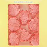 Maxbell 8Pcs Christmas Cookie Mold DIY Not Sticky for Kitchen Baking Tool Accessory A