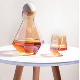 Maxbell 5pcs/set Water Pots Glass Carafe Set Wood Lid Decanter Pitcher Champagne