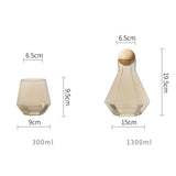 Maxbell 5pcs/set Water Pots Glass Carafe Set Wood Lid Decanter Pitcher Champagne