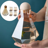Maxbell 5pcs/set Water Pots Glass Carafe Set Wood Lid Decanter Pitcher Champagne
