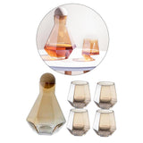Maxbell 5pcs/set Water Pots Glass Carafe Set Wood Lid Decanter Pitcher Champagne
