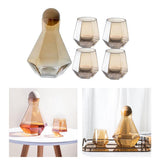 Maxbell 5pcs/set Water Pots Glass Carafe Set Wood Lid Decanter Pitcher Champagne