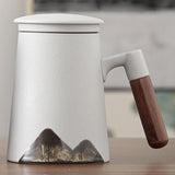 Maxbell Large Capacity Porcelain Tea Mug with Lid for Hotel Coffee Shop Accessories White +Gift Box