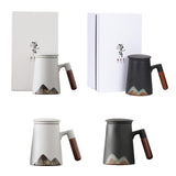 Maxbell Large Capacity Porcelain Tea Mug with Lid for Hotel Coffee Shop Accessories White +Gift Box