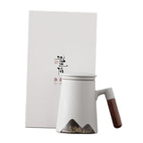 Maxbell Large Capacity Porcelain Tea Mug with Lid for Hotel Coffee Shop Accessories White +Gift Box
