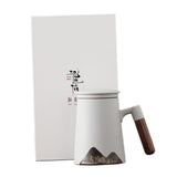 Maxbell Large Capacity Porcelain Tea Mug with Lid for Hotel Coffee Shop Accessories White +Gift Box