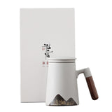 Maxbell Large Capacity Porcelain Tea Mug with Lid for Hotel Coffee Shop Accessories White +Gift Box