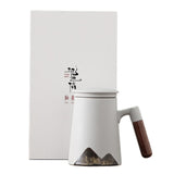 Maxbell Large Capacity Porcelain Tea Mug with Lid for Hotel Coffee Shop Accessories White +Gift Box
