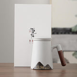 Maxbell Large Capacity Porcelain Tea Mug with Lid for Hotel Coffee Shop Accessories White +Gift Box