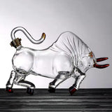 Maxbell Bull Shape Whiskeys Decanter Transparent Glass Wine Botle for Bar Dining 2L