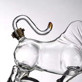 Maxbell Bull Shape Whiskeys Decanter Transparent Glass Wine Botle for Bar Dining 2L