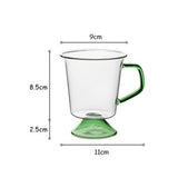 Maxbell 300ML Glass Mug Heat-Resistant Coffee Cup for Hot Beverages Office Green