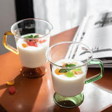 Maxbell 300ML Glass Mug Heat-Resistant Coffee Cup for Hot Beverages Office Green