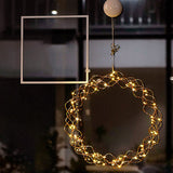 Maxbell Metal Circle Lights Round Fairy Lights for Home Decor Rose Golden