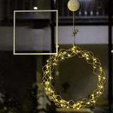 Maxbell Metal Circle Lights Round Fairy Lights for Home Decor Golden