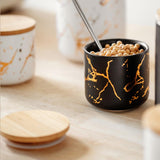 Maxbell Modern Ceramic Sugar Bowl Airtight Lids Sugar Dispenser for Home Kitchen Black S