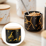 Maxbell Modern Ceramic Sugar Bowl Airtight Lids Sugar Dispenser for Home Kitchen Black S