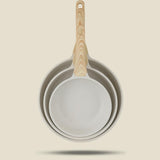 Maxbell Nonstick Frying Pan Stone White with Handle Granite Coating for Kitchen Diameter 24cm