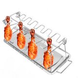 Maxbell Chicken Leg Wing Grill Rack Roaster Rack Grill Stand for Outdoor Party with pan