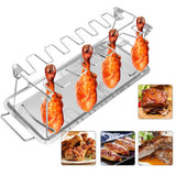 Maxbell Chicken Leg Wing Grill Rack Roaster Rack Grill Stand for Outdoor Party with pan