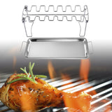 Maxbell Chicken Leg Wing Grill Rack Roaster Rack Grill Stand for Outdoor Party with pan