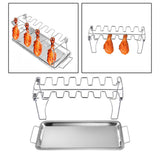 Maxbell Chicken Leg Wing Grill Rack Roaster Rack Grill Stand for Outdoor Party with pan