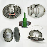 Maxbell Metal Beer Head Belt Party Funny Bottle Buckle Belt Buckle Beer Holder Silver