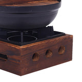 Maxbell Cast Iron Hanging Pan Stock Pot W/Wood Lid Japanese Sukiyaki Stew Pot Camp Pot 18cm Base 16x6cm