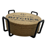 Maxbell 6Pcs Round Drink Coaster Non-Slip Table Mat with Shelf for Restaurant Home