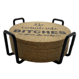 Maxbell 6Pcs Round Drink Coaster Non-Slip Table Mat with Shelf for Restaurant Home