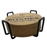 Maxbell 6Pcs Round Drink Coaster Non-Slip Table Mat with Shelf for Restaurant Home