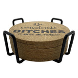 Maxbell 6Pcs Round Drink Coaster Non-Slip Table Mat with Shelf for Restaurant Home