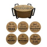 Maxbell 6Pcs Round Drink Coaster Non-Slip Table Mat with Shelf for Restaurant Home