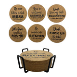 Maxbell 6Pcs Round Drink Coaster Non-Slip Table Mat with Shelf for Restaurant Home