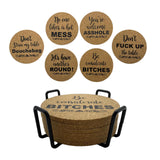 Maxbell 6Pcs Round Drink Coaster Non-Slip Table Mat with Shelf for Restaurant Home