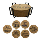 Maxbell 6Pcs Round Drink Coaster Non-Slip Table Mat with Shelf for Restaurant Home