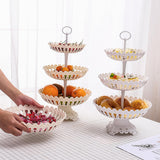 Maxbell Plastic Fruit Plate Cookie Tray Dried Fruit Basket for Wedding Home Decor Three layers