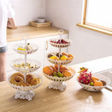 Maxbell Plastic Fruit Plate Cookie Tray Dried Fruit Basket for Wedding Home Decor Three layers
