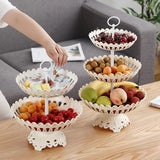 Maxbell Plastic Fruit Plate Cookie Tray Dried Fruit Basket for Wedding Home Decor Three layers