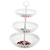 Maxbell Plastic Fruit Plate Cookie Tray Dried Fruit Basket for Wedding Home Decor Three layers