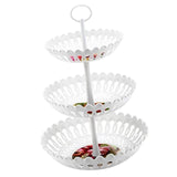 Maxbell Plastic Fruit Plate Cookie Tray Dried Fruit Basket for Wedding Home Decor Three layers