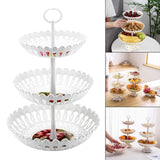 Maxbell Plastic Fruit Plate Cookie Tray Dried Fruit Basket for Wedding Home Decor Three layers