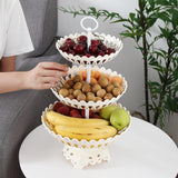 Maxbell Plastic Fruit Plate Cookie Tray Dried Fruit Basket for Wedding Home Decor Three layers