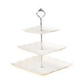 Maxbell Storage Tray Dessert Tower 3 Layer Cupcake Dessert Candy Dish for Dresser silver 37cm