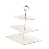 Maxbell Storage Tray Dessert Tower 3 Layer Cupcake Dessert Candy Dish for Dresser silver 37cm