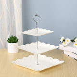 Maxbell Storage Tray Dessert Tower 3 Layer Cupcake Dessert Candy Dish for Dresser silver 37cm