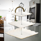 Maxbell Storage Tray Dessert Tower 3 Layer Cupcake Dessert Candy Dish for Dresser silver 37cm